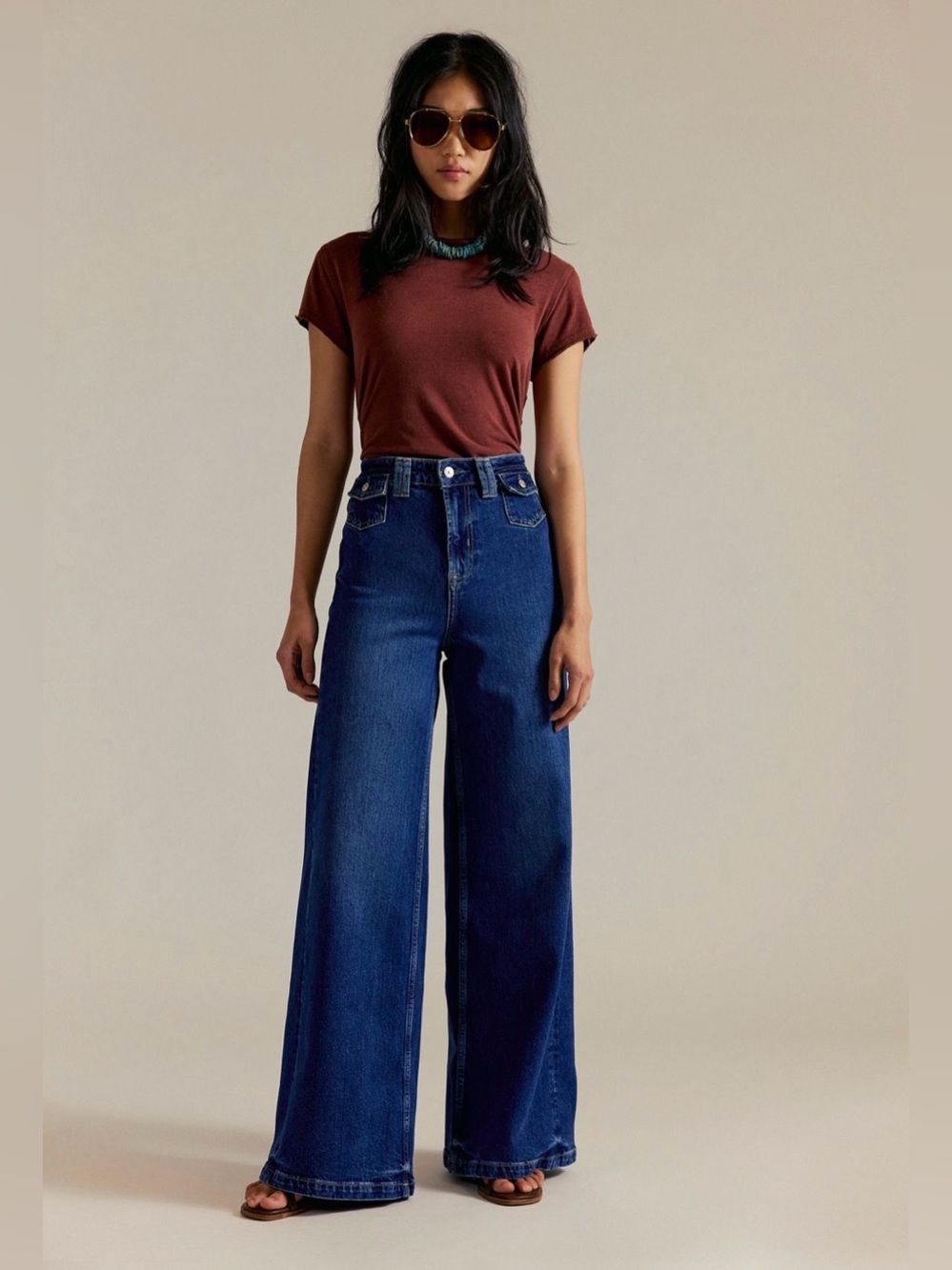 Free People We The Free NWT Kellee High-Rise Palazzo Jeans Boho Cowgirl